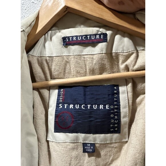 Vintage 90s Structure Jacket Barn Ranch Safari Anorak Coat Pockets Men Medium - Picture 7 of 11